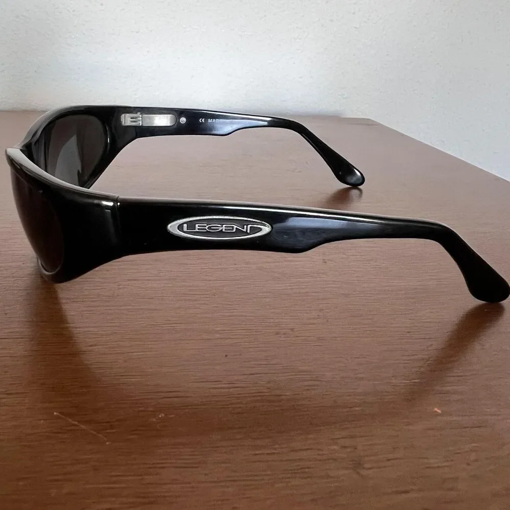 Legend Slick 2323 Polarized Sunglasses Men Sport Wrap Black Shades Made in Japan